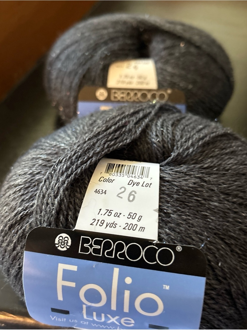 Berroco Folio Luxe Yarn in Charcoal Gray - Soft Luxury Skein